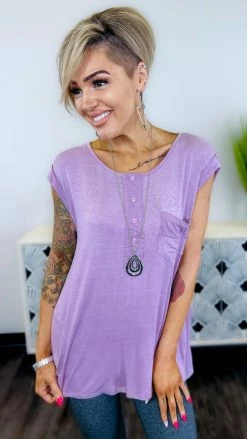 The ZigZag Stripe TOPS & TUNICS Purple Travel Life Top [NO RETURNS]