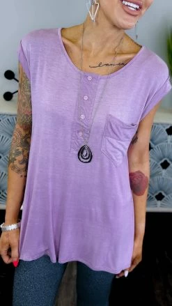 The ZigZag Stripe TOPS & TUNICS Purple Travel Life Top [NO RETURNS]