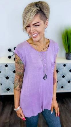 The ZigZag Stripe TOPS & TUNICS Purple Travel Life Top [NO RETURNS]