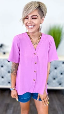 The ZigZag Stripe Purple Uptown Look Top [NO RETURNS]