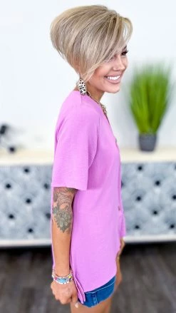 The ZigZag Stripe Purple Uptown Look Top [NO RETURNS]