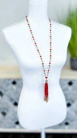 Your Fashion Wholesale Red Alina Tassel Necklace