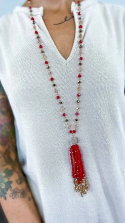 Your Fashion Wholesale Red Alina Tassel Necklace