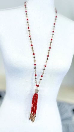 Your Fashion Wholesale Red Alina Tassel Necklace