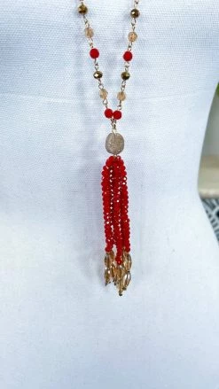 Your Fashion Wholesale Red Alina Tassel Necklace