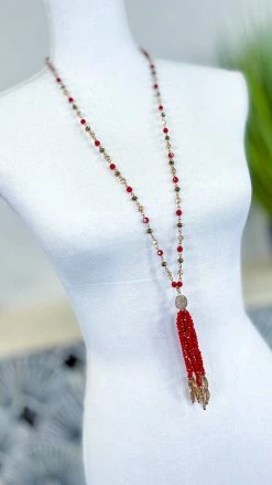 Your Fashion Wholesale Red Alina Tassel Necklace
