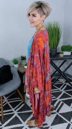 Easel Red All I Need Flowy Cardigan [NO RETURNS] OUTERWEAR