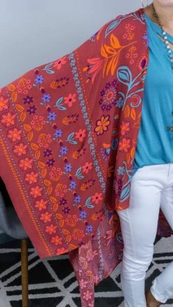 Easel Red All I Need Flowy Cardigan [NO RETURNS] OUTERWEAR