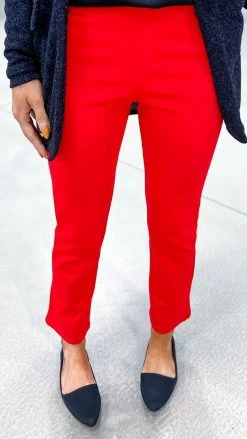 The ZigZag Stripe BOTTOMS Red Basic Ponte Pants