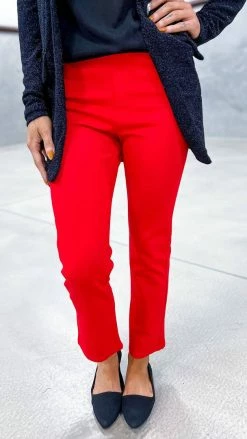 The ZigZag Stripe BOTTOMS Red Basic Ponte Pants
