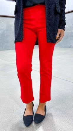 The ZigZag Stripe BOTTOMS Red Basic Ponte Pants