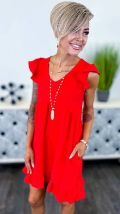 The ZigZag Stripe Red Beauty Moment Dress