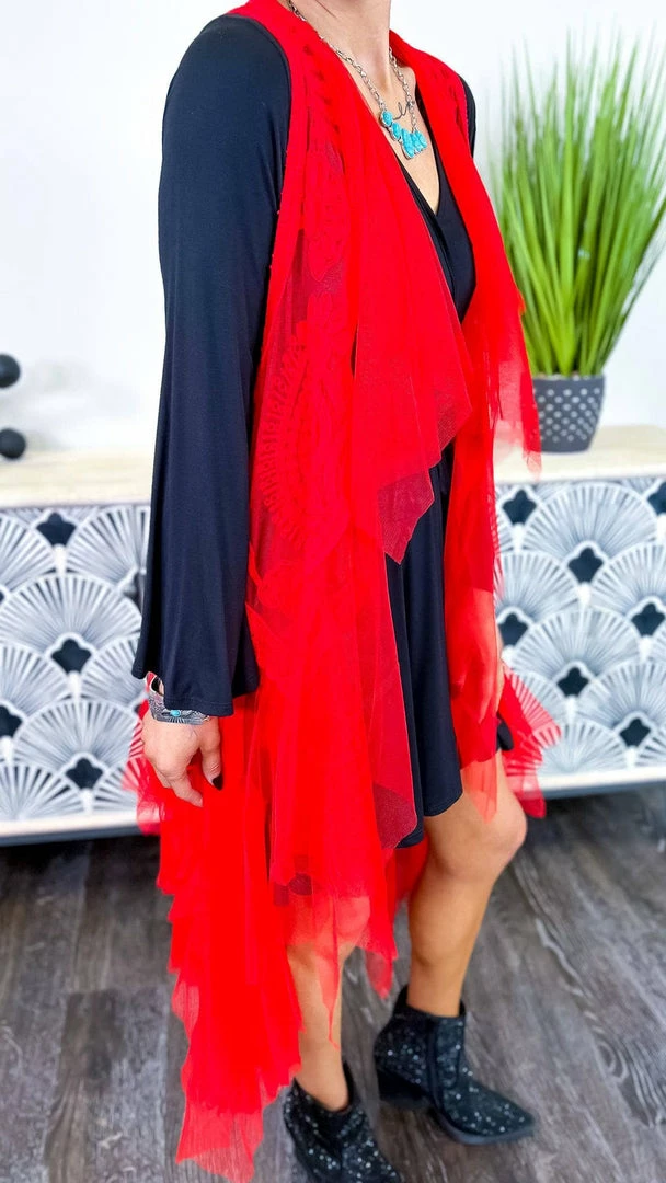 Origami Red Boho Nights Vest OUTERWEAR