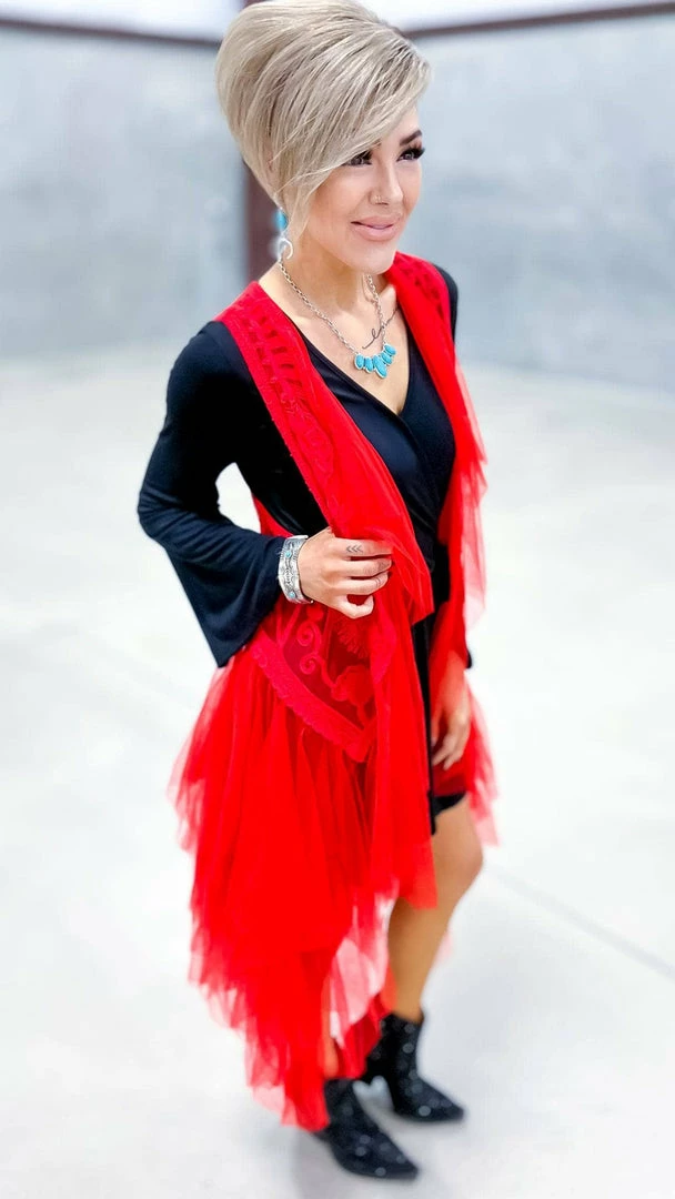 Origami Red Boho Nights Vest OUTERWEAR