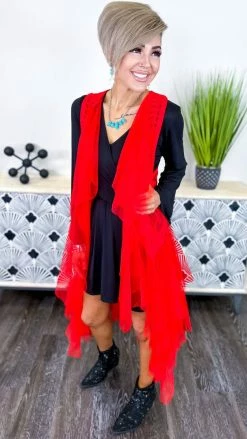 Origami Red Boho Nights Vest OUTERWEAR