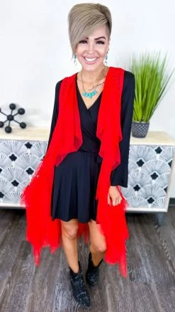 Origami Red Boho Nights Vest OUTERWEAR