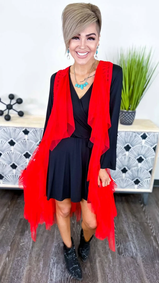 Origami Red Boho Nights Vest OUTERWEAR