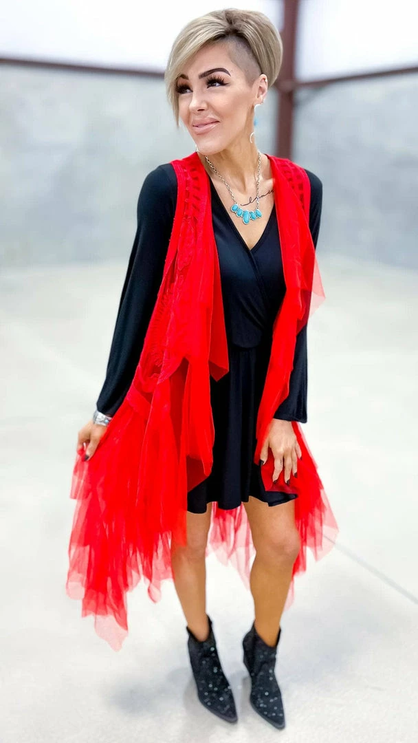 Origami Red Boho Nights Vest OUTERWEAR