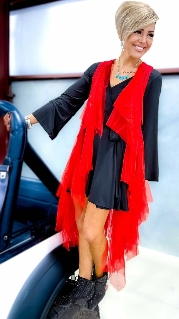 Origami Red Boho Nights Vest OUTERWEAR