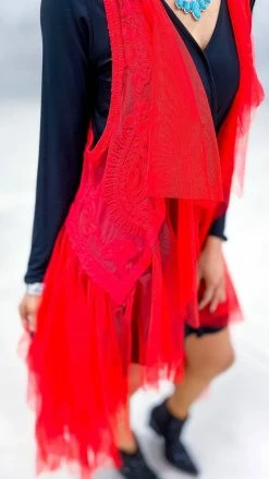 Origami Red Boho Nights Vest OUTERWEAR