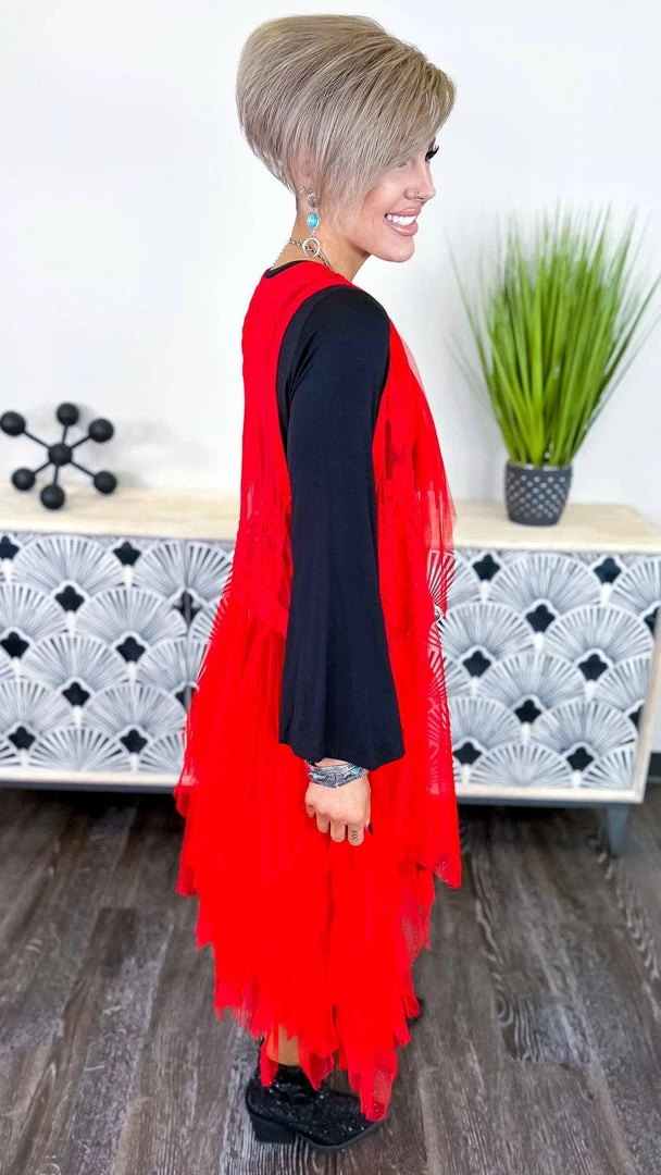 Origami Red Boho Nights Vest OUTERWEAR