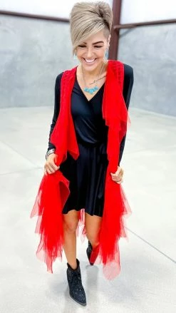 Origami Red Boho Nights Vest OUTERWEAR
