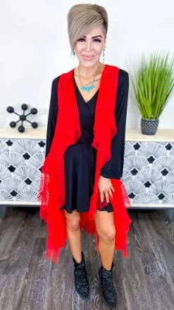 Origami Red Boho Nights Vest OUTERWEAR