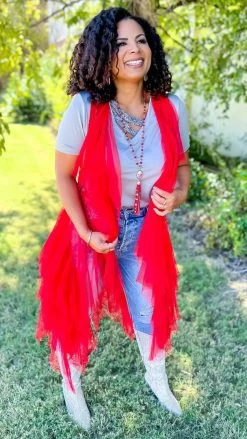 Origami Red Boho Nights Vest OUTERWEAR