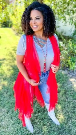 Origami Red Boho Nights Vest OUTERWEAR