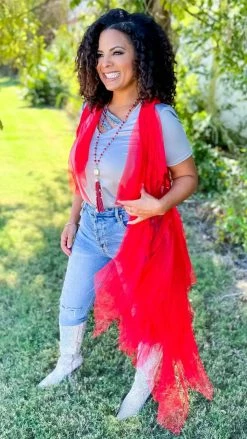 Origami Red Boho Nights Vest OUTERWEAR