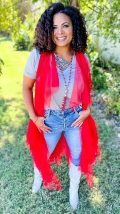 Origami Red Boho Nights Vest OUTERWEAR