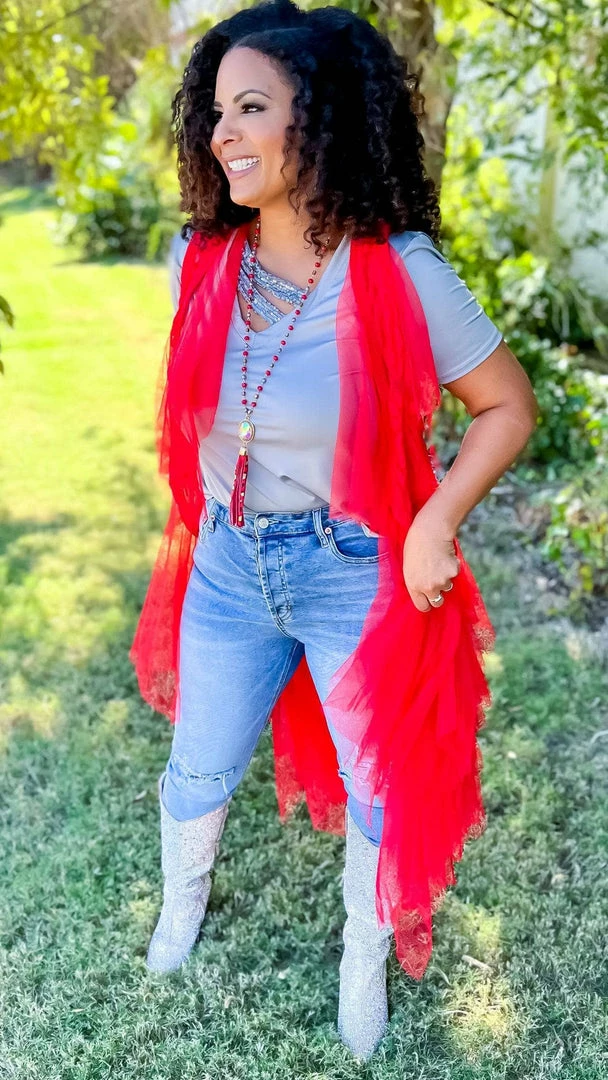 Origami Red Boho Nights Vest OUTERWEAR