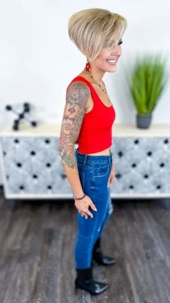 The ZigZag Stripe Bramis Red Crop Brami