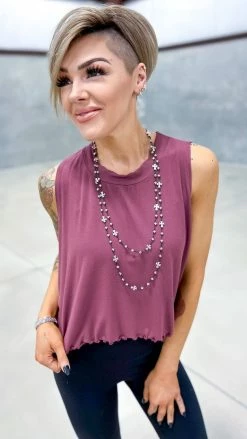 The ZigZag Stripe TOPS & TUNICS Red Brown Into Motion Top [NO RETURNS]