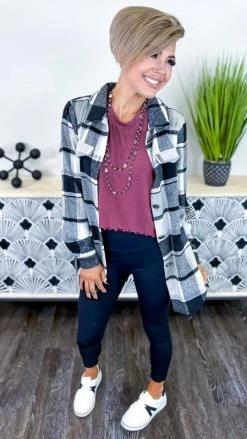 The ZigZag Stripe TOPS & TUNICS Red Brown Into Motion Top [NO RETURNS]