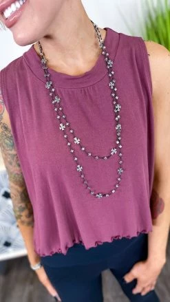 The ZigZag Stripe TOPS & TUNICS Red Brown Into Motion Top [NO RETURNS]