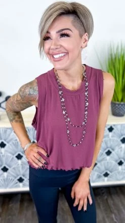 The ZigZag Stripe TOPS & TUNICS Red Brown Into Motion Top [NO RETURNS]