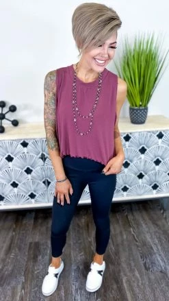 The ZigZag Stripe TOPS & TUNICS Red Brown Into Motion Top [NO RETURNS]