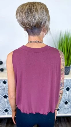 The ZigZag Stripe TOPS & TUNICS Red Brown Into Motion Top [NO RETURNS]