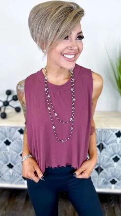 The ZigZag Stripe TOPS & TUNICS Red Brown Into Motion Top [NO RETURNS]