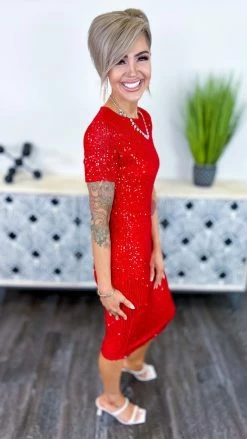 The ZigZag Stripe Red Busy Slaying Dress DRESSES