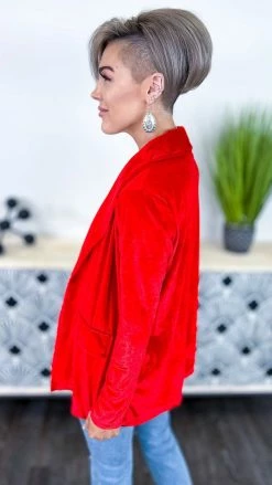 The ZigZag Stripe OUTERWEAR Red Chic Status Blazer