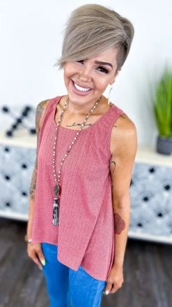 The ZigZag Stripe TOPS & TUNICS Red Concert Vibes Tank [NO RETURNS]