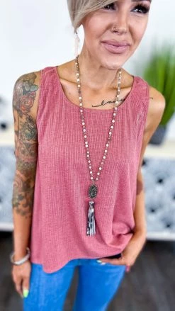 The ZigZag Stripe TOPS & TUNICS Red Concert Vibes Tank [NO RETURNS]