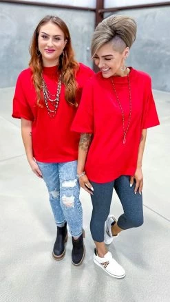 The ZigZag Stripe Red Embracing You Top TOPS & TUNICS