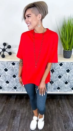 The ZigZag Stripe Red Embracing You Top TOPS & TUNICS