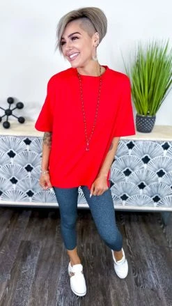 The ZigZag Stripe Red Embracing You Top TOPS & TUNICS