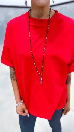 The ZigZag Stripe Red Embracing You Top TOPS & TUNICS