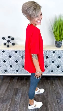 The ZigZag Stripe Red Embracing You Top TOPS & TUNICS