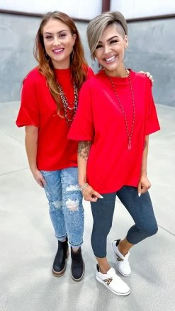 The ZigZag Stripe Red Embracing You Top TOPS & TUNICS